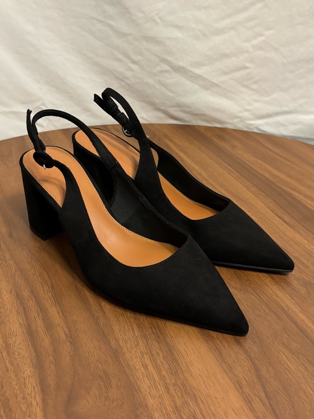 ASOS Black Pointed-Toe Slingback Block Heels
